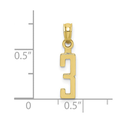10k Small Number 3 Block Charm