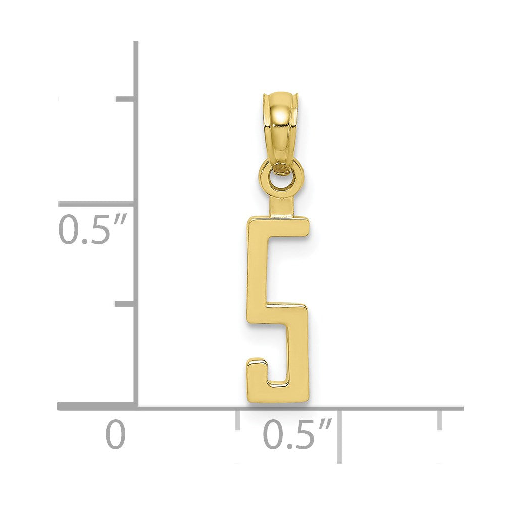 10k Small Number 5 Block Charm