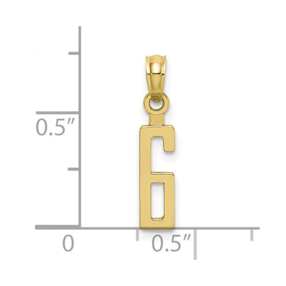 10k Small Number 6 Block Charm