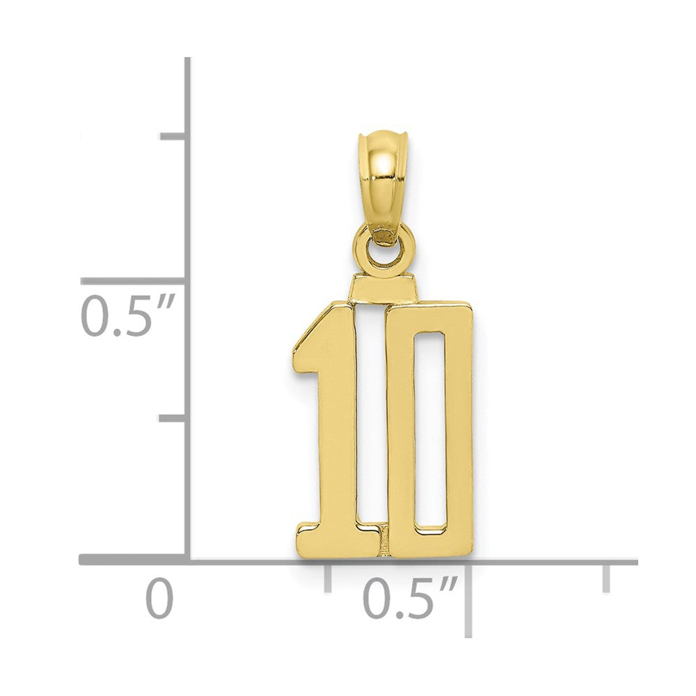 10k Small Number 10 Pendant