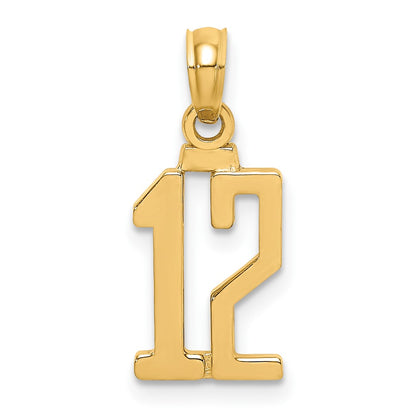 10k Small Number 12 Pendant
