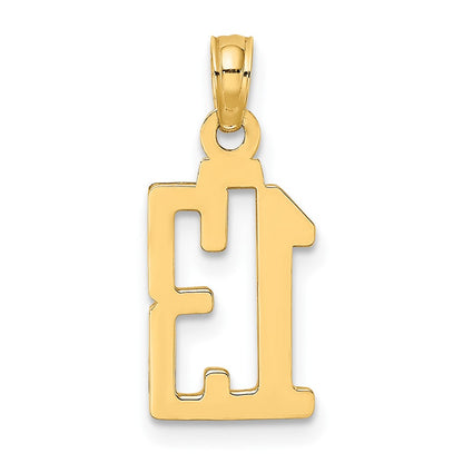10k Small Number 13 Pendant