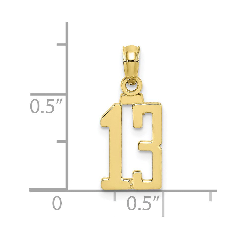 10k Small Number 13 Pendant