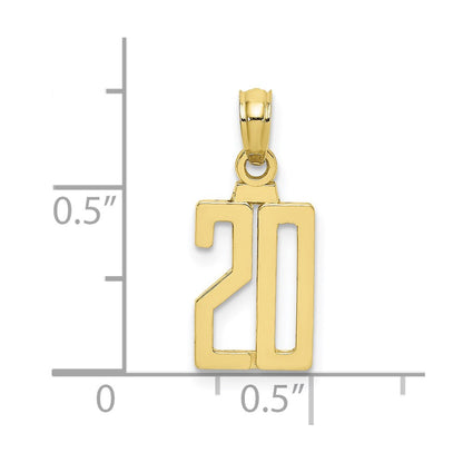 10k Small Number 20 Pendant