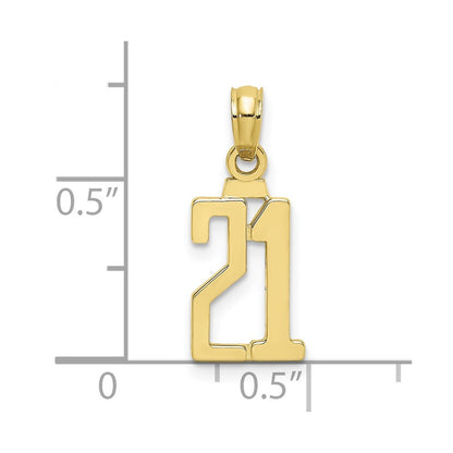 10k Small Number 21 Pendant