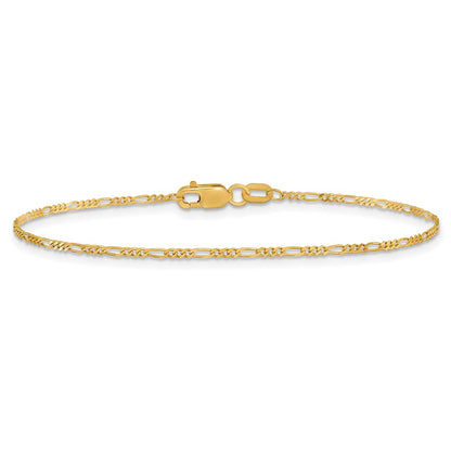 10k 1.25mm Flat Figaro Chain Anklet