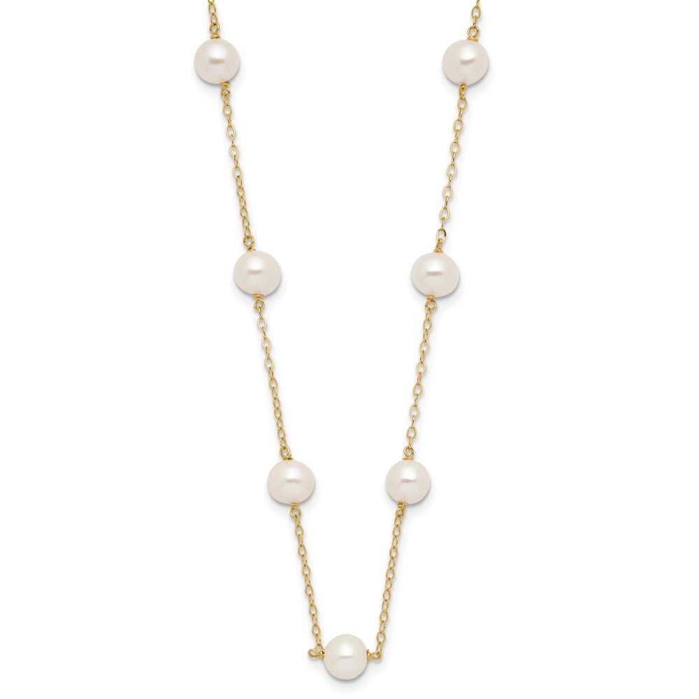 10k 5.5-6.5mm White Near-Round Freshwater Cultured Pearl 12-Station 16 inch Necklace