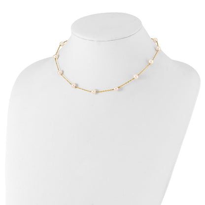 10k 5.5-6.5mm White Near-Round Freshwater Cultured Pearl 12-Station 16 inch Necklace