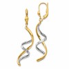 10k Two-tone Spiral Dangle Leverback Earrings