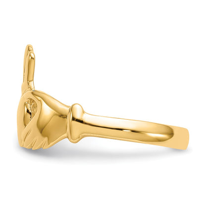 10k Polished Ladies Claddagh Ring