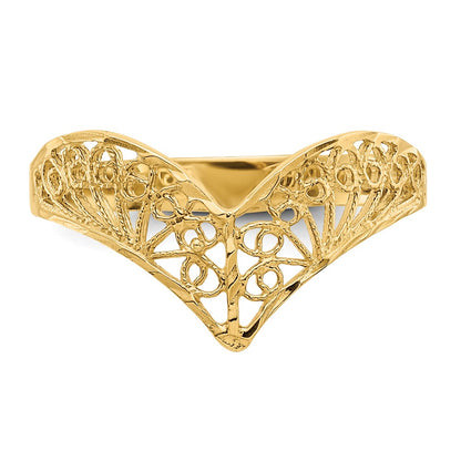10k Diamond-Cut Filigree Chevron Ring