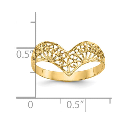 10k Diamond-Cut Filigree Chevron Ring