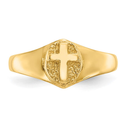 10k Polished Cross Size 4 Baby / Childs Ring