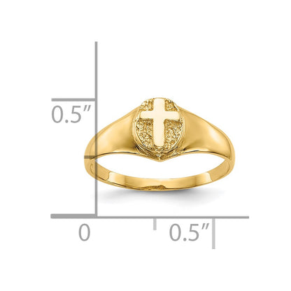 10k Polished Cross Size 4 Baby / Childs Ring