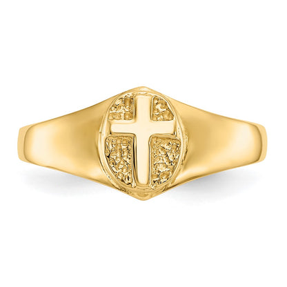 10k Polished Cross Size 3.5 Baby / Childs Ring