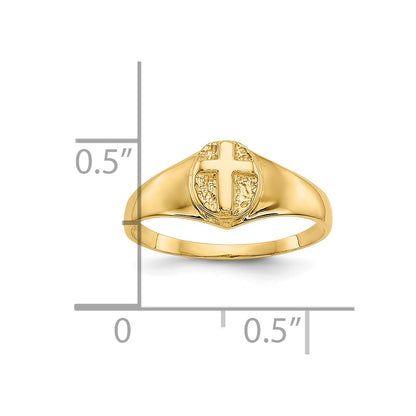 10k Polished Cross Size 3.5 Baby / Childs Ring
