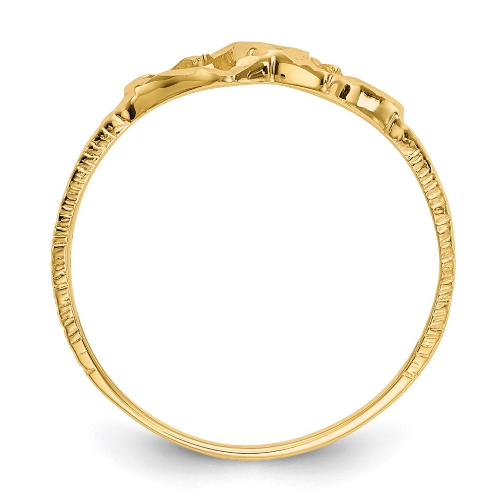 10k Diamond-cut Double Heart Size 5 Childs Ring