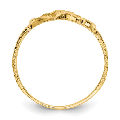 10k Diamond-cut Double Heart Size 5 Childs Ring
