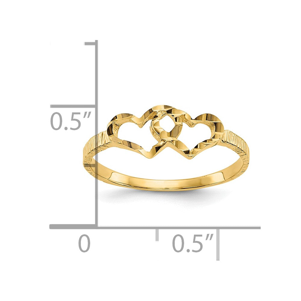 10k Diamond-cut Double Heart Size 5 Childs Ring