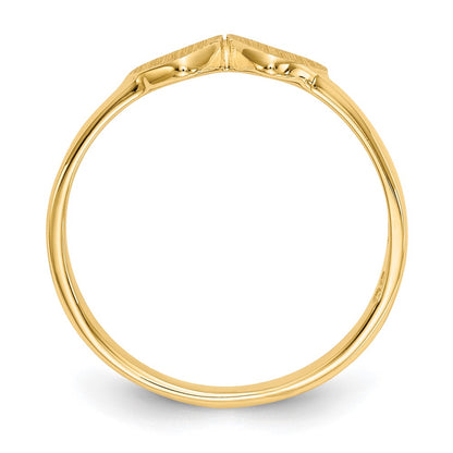 10k 9.0x5.0mm Double Heart Size 4 Open Back Baby / Childs Signet Ring