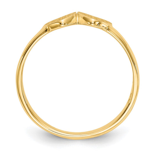 10k 9.0x5.0mm Double Heart Size 4 Open Back Signet Ring