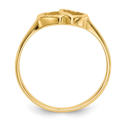 10k Diamond-cut Double Heart Size 6 Ring