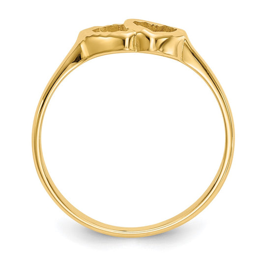 10k Diamond-cut Double Heart Size 6 Ring