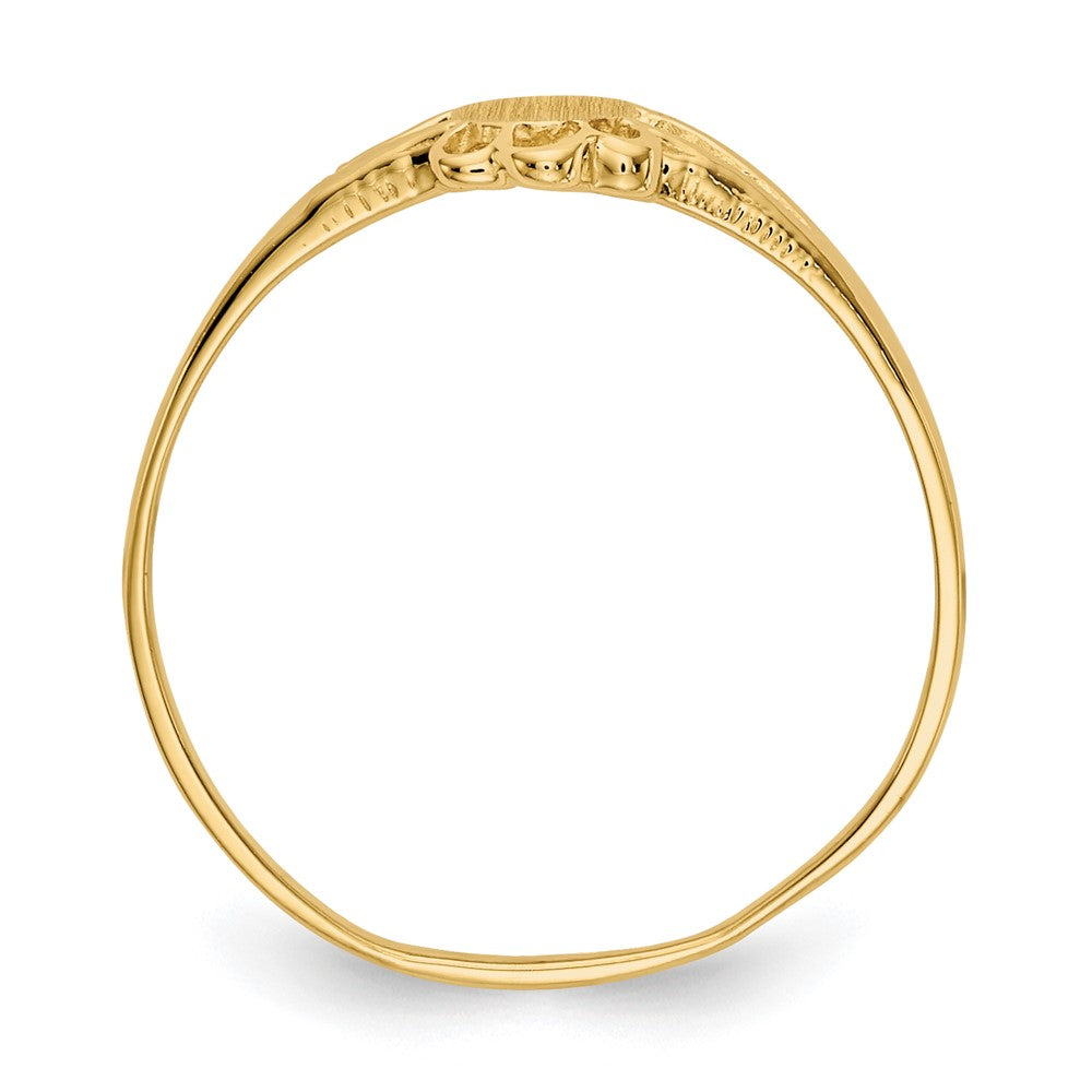 10k 3.0x4.5mm Filigree Oval Size 3 Closed Back Baby / Childs Signet Ring