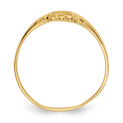 10k 3.0x4.5mm Filigree Oval Size 3 Closed Back Baby / Childs Signet Ring