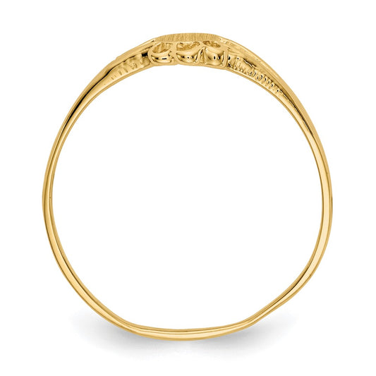 10k 3.0x4.5mm Filigree Oval Size 3 Closed Back Baby / Childs Signet Ring