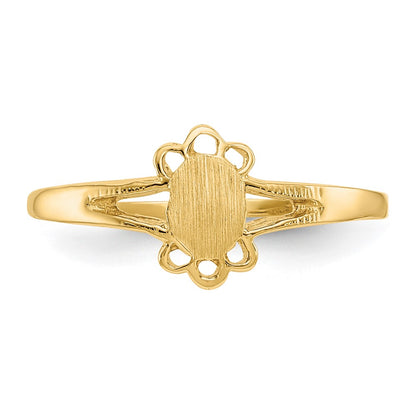 10k 3.0x4.5mm Filigree Oval Size 3 Closed Back Baby / Childs Signet Ring