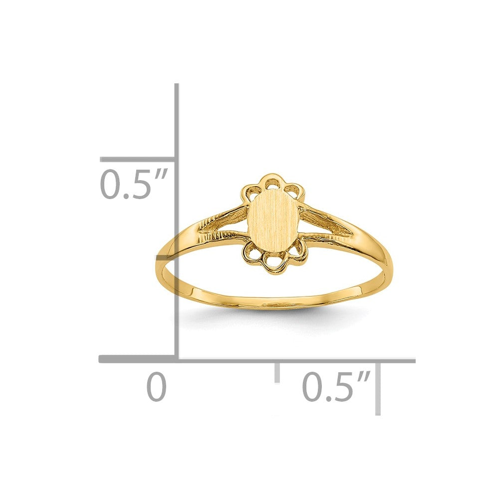 10k 3.0x4.5mm Filigree Oval Size 3 Closed Back Baby / Childs Signet Ring