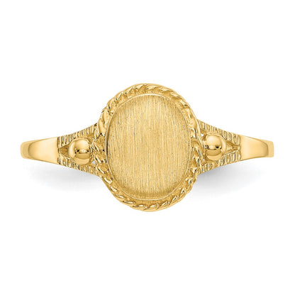 10k 6.0x7.5mm Oval Size 6 Fancy Signet Ring