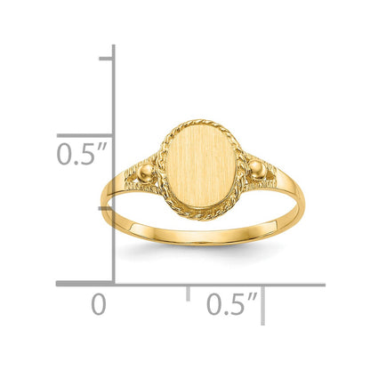 10k 6.0x7.5mm Oval Size 6 Fancy Signet Ring