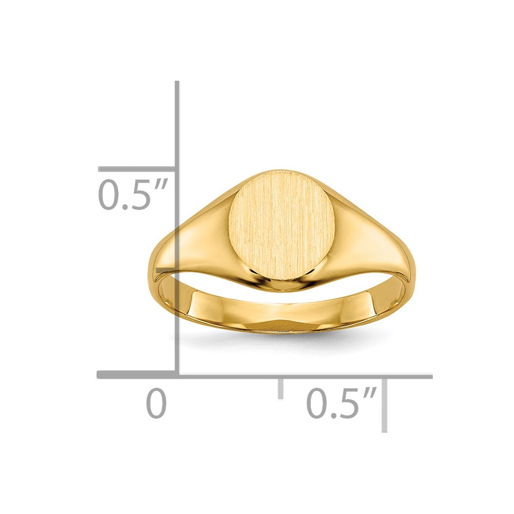 10k 6.5x7.5mm Oval Size 5 Closed Back Baby / Childs Signet Ring