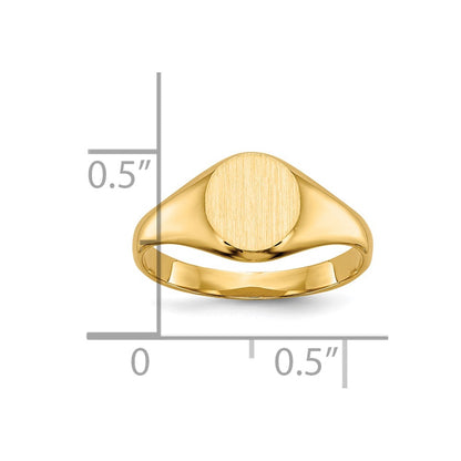 10k 6.5x7.5mm Oval Size 5 Closed Back Baby / Childs Signet Ring
