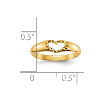 10k Diamond-cut Heart Size 3 Baby / Childs Ring