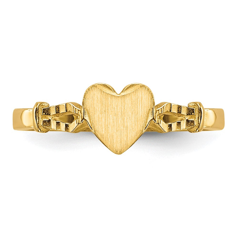 10k 5.0x5.0mm Heart Size 3 Open Back Baby / Childs Signet Ring