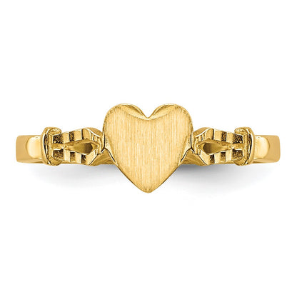 10k 5.0x5.0mm Heart Size 3 Open Back Baby / Childs Signet Ring