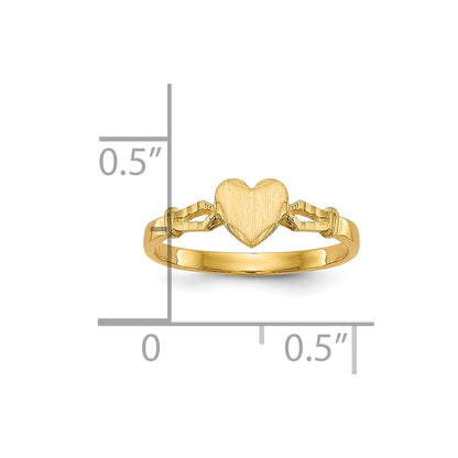 10k 5.0x5.0mm Heart Size 3 Open Back Baby / Childs Signet Ring