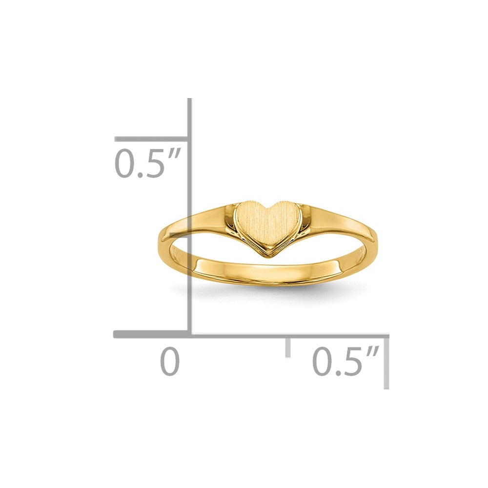 10k 4.5x4.0mm Heart Size 3 Open Back Baby / Childs Signet Ring
