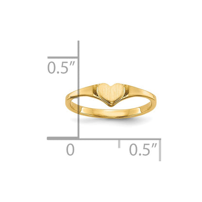 10k 4.5x4.0mm Heart Size 3 Open Back Baby / Childs Signet Ring