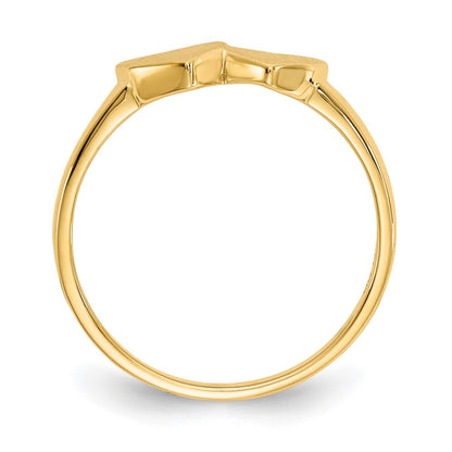 10k 5.0x5.5mm Double Heart Open Back Signet Ring