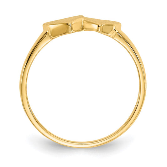 10k 5.0x5.5mm Double Heart Open Back Signet Ring