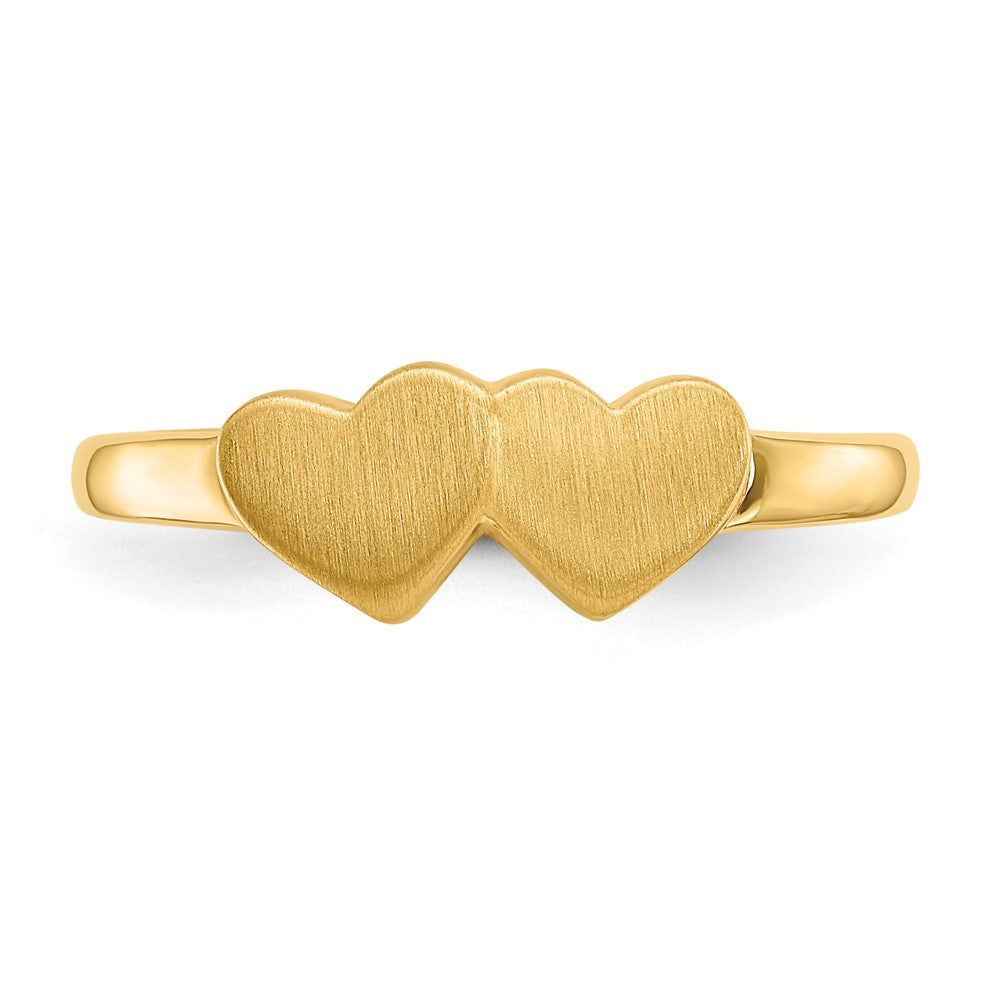 10k 5.0x5.5mm Double Heart Open Back Signet Ring