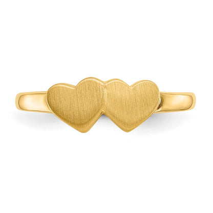 10k 5.0x5.5mm Double Heart Open Back Signet Ring