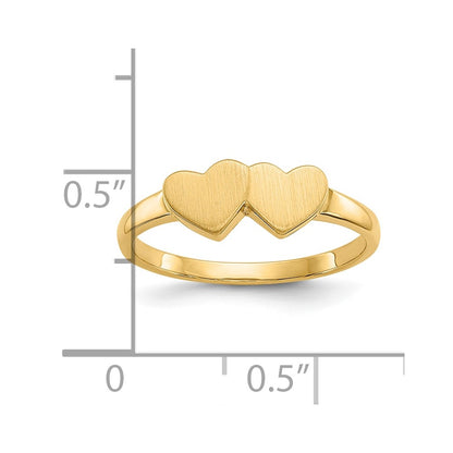 10k 5.0x5.5mm Double Heart Open Back Signet Ring