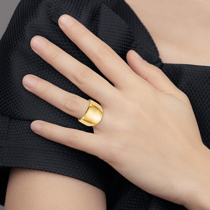 10K Polished 3-14mm Dome Cigar Band Ring