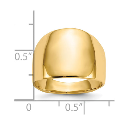 10K Polished 3-14mm Dome Cigar Band Ring