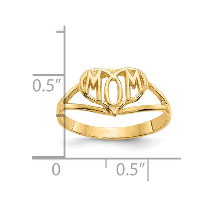 10K Polished MOM Heart Ring